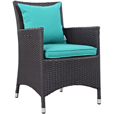 EAST END IMPORTS Sojourn Outdoor Patio Armchair- Espresso Turquoise EEI-1913-EXP-TRQ